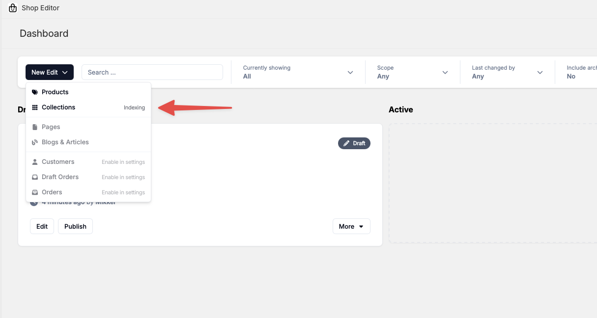 Scope reindexing